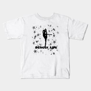 #cheer_Life Design with Silver Star Background Kids T-Shirt